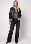 Monari Faux Leather Cropped Jacket, Black