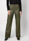 Monari Faux Leather Wide Leg Trousers, Green