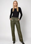 Monari Faux Leather Wide Leg Trousers, Green