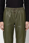 Monari Faux Leather Wide Leg Trousers, Green