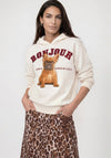 Monari Dog Graphic Print with Rhinestones Hoodie, Cream Multi