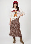 Monari Dog Graphic Print with Rhinestones Hoodie, Cream Multi