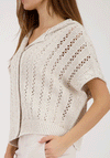 Monari Ajour Knit Hooded Cardigan, Beige