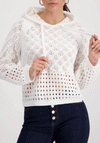 Monari Chenille Crochet Hoodie, White