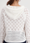 Monari Chenille Crochet Hoodie, White