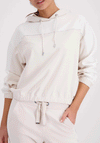 Monari Colour Block Rhinestone Trim Hoodie, Cream