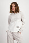 Monari Colour Block Printed Hoodie, Light Grey