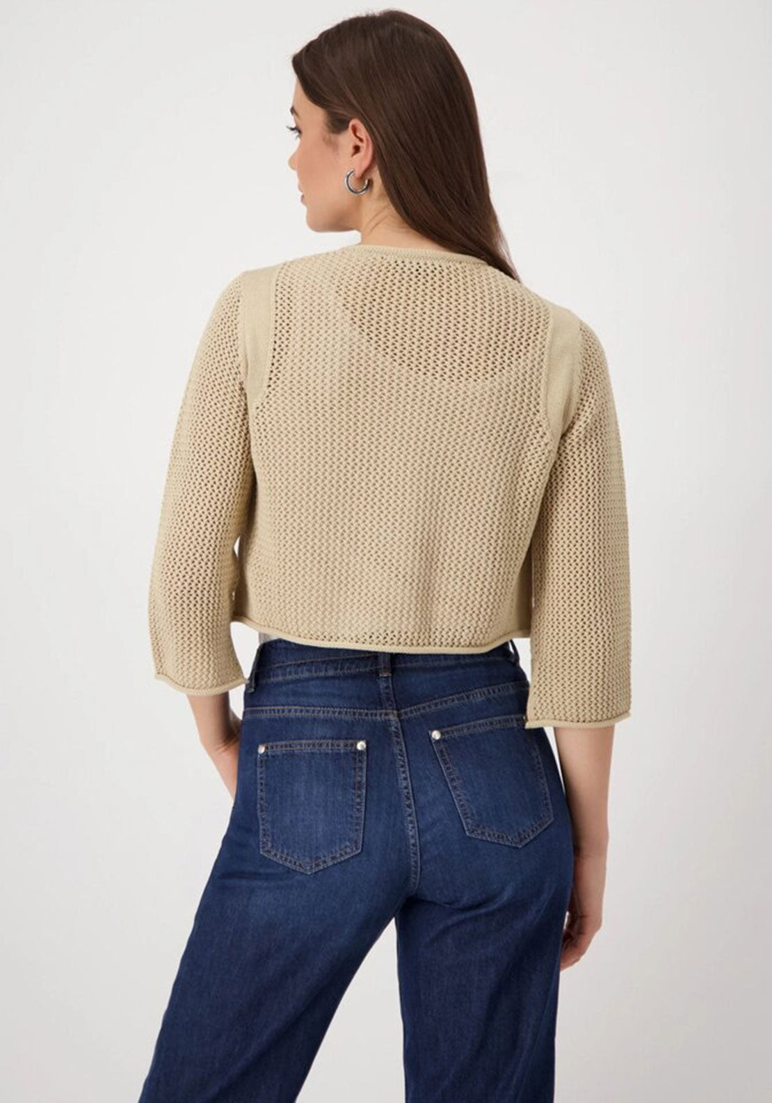 Monari Rhinestone Embellished Cardigan, Beige