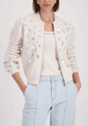 Monari Embellished Zip Knit Bomber Jacket, Cream