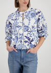 Monari Floral Linen Bomber Jacket, Blue