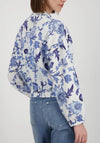 Monari Floral Linen Bomber Jacket, Blue