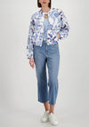 Monari Floral Linen Bomber Jacket, Blue