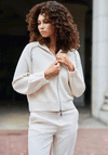 Monari Diamante Trim Zip Knit Jacket, Cream