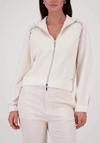 Monari Diamante Trim Zip Knit Jacket, Cream