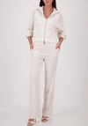 Monari Diamante Trim Zip Knit Jacket, Cream