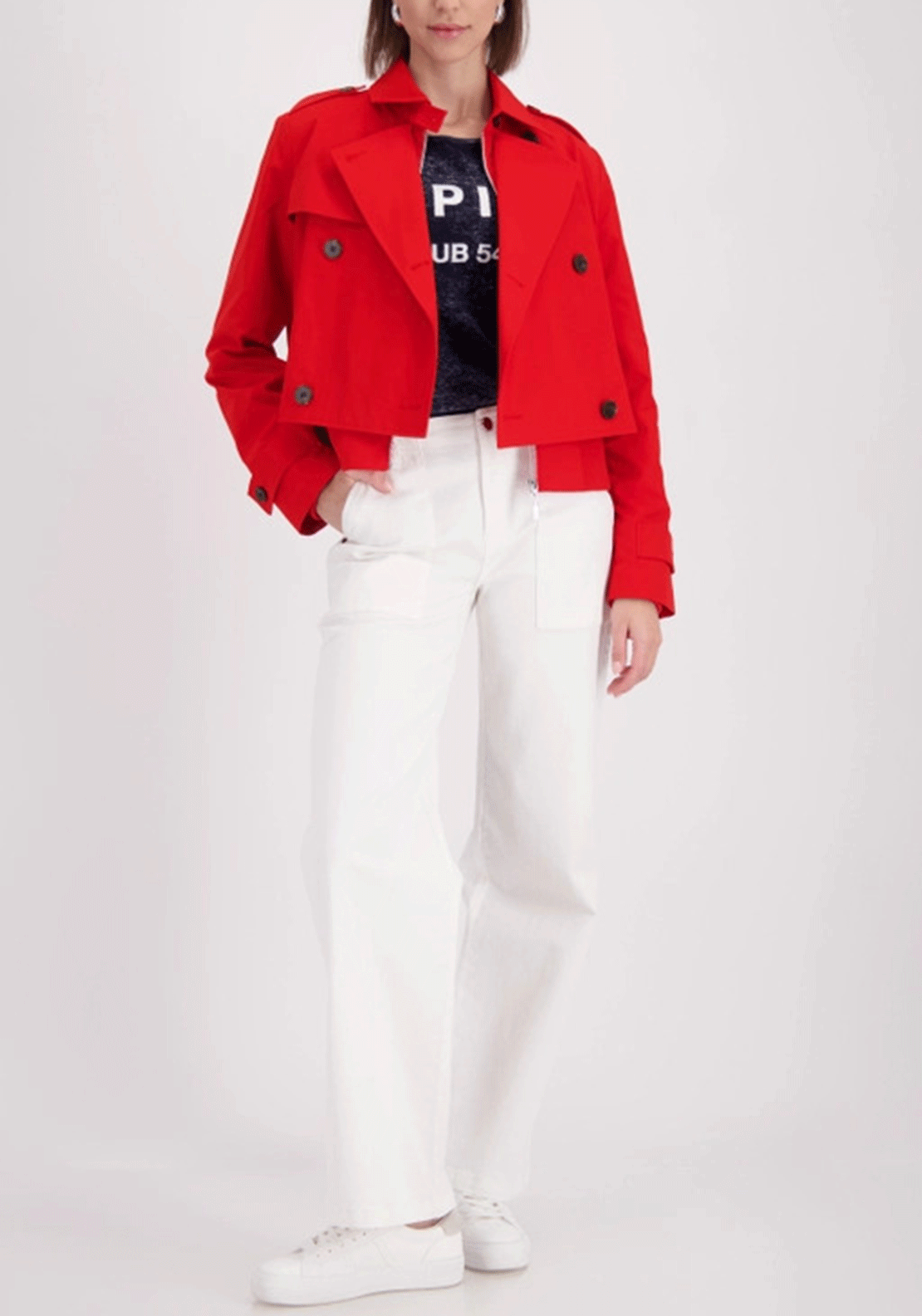 Monari Short Layered Trench Coat, Red