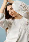 Monari Lace Insert Cardigan, Off White
