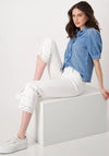 Monari 7/8 Embroidered Trim Jeans, White