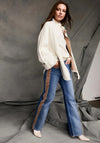 Monari Contrast Stripe Wide Leg Jeans, Blue