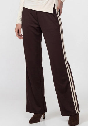 Monari Wide Leg with Stripe Detail Joggers, Brown
