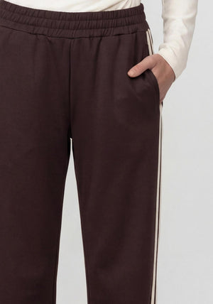 Monari Wide Leg with Stripe Detail Joggers, Brown