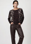 Monari Leopard Print Jacquard Knitted Jumper, Brown Multi