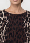 Monari Leopard Print Jacquard Knitted Jumper, Brown Multi