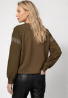 Monari Round Neck with Rhinestone Detail Jumper, Olive Green
