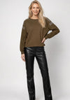 Monari Round Neck with Rhinestone Detail Jumper, Olive Green
