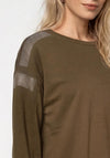 Monari Round Neck with Rhinestone Detail Jumper, Olive Green