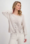 Monari Rhinestone Monogram Knitted Jumper, Beige