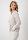 Monari Rhinestone Monogram Knitted Jumper, Beige