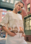 Monari Monogram Rhinestone Knit Jumper, Beige