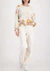 Monari Monogram Rhinestone Knit Jumper, Beige