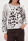 Monari Leopard Jacquard Knit Jumper, White
