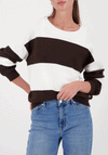 Monari Block Striped Knit Jumper, Brown & White