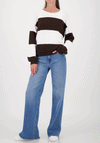 Monari Block Striped Knit Jumper, Brown & White