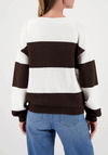 Monari Block Striped Knit Jumper, Brown & White