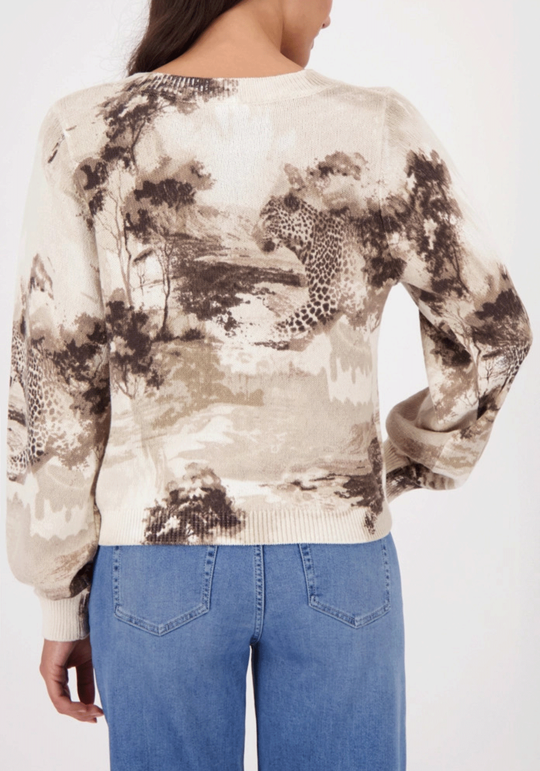 Monari Safari Print Knit Jumper, Beige