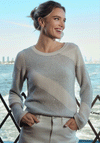 Monari Metallic Diagonal Stripe Jumper, Beige & Silver