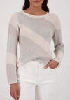 Monari Metallic Diagonal Stripe Jumper, Beige & Silver