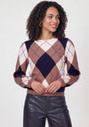 Monari Diamond Pattern Knit Jumper, Beige and Navy