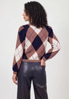 Monari Diamond Pattern Knit Jumper, Beige and Navy