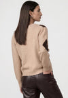 Monari Diamond Pattern with Embroidery Detail Cardigan, Light Taupe Multi