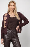 Monari Diamond Pattern with Rhinestone Detail Cardigan, Brown Multi