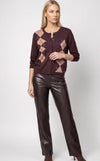Monari Diamond Pattern with Rhinestone Detail Cardigan, Brown Multi