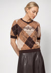 Monari Knitted Diamond Print Jumper, Beige Multi