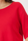 Monari Short Sleeve Knit Sweater, Red