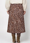 Monari Leopard Print Denim Midi Skirt, Beige Multi