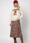 Monari Leopard Print Denim Midi Skirt, Beige Multi